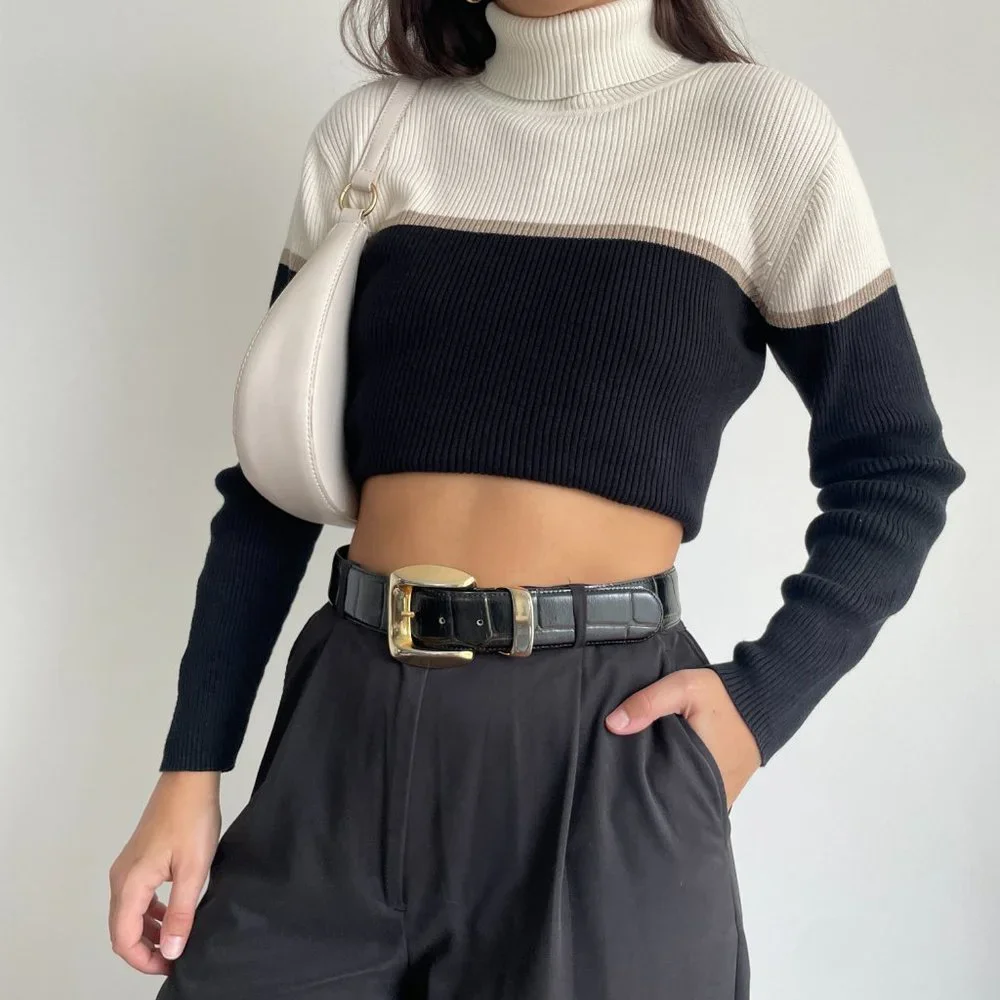 Liz Claiborne minimalist long sleeve cotton knit turtleneck sweater - Picture 8 of 8